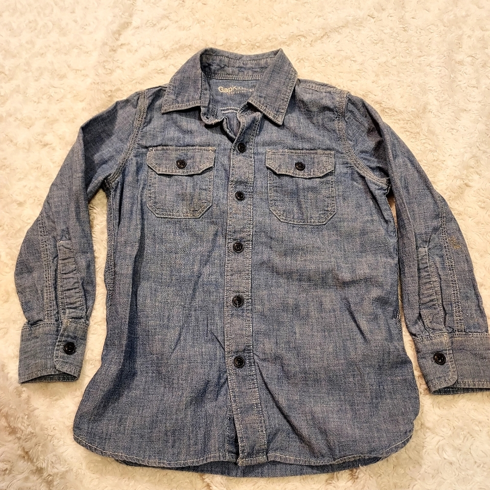 Gap Kids 1969 button-down Western style denim shirt Small Cowgirl Rodeo Ranch